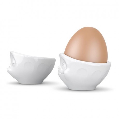 Fiftyeight Products TV Tassen Eierbecher Set 2-tlg. weiss - kussend & vertraumt Набор подставок для яиц под телевизор 2 шт. белый - целоваться и мечтать