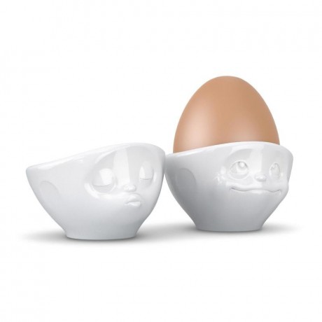 Fiftyeight Products TV Tassen Eierbecher Set 2-tlg. weiss - kussend & vertraumt Набор подставок для яиц под телевизор 2 шт. белый - целоваться и мечтать