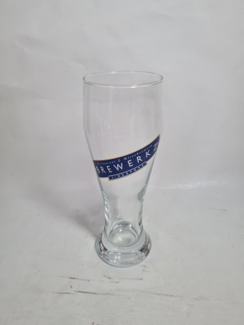 Пивные бокалы винтажные с логотипом Brewerkz Singapore, стекло, 3 шт., 0.5 л, 20 см, Сингапур, 1980-90гг.