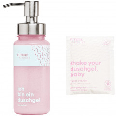 FUTURE STORIES Starterset Duschgel Pulver Kokos &amp; Tonka inkl. Pumpspender  Стартовый набор геля для душа в виде порошка кокоса и бобов тонка, включая дозатор с помпой