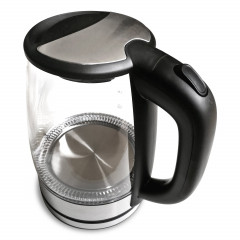 SLABO SLABO Wasserkocher Wasserkocher Kettle Glas mit LED-Beleuchtung, 2200 Watt, 1,7 Liter, gerauschlos schwarz, silber, 1,7 l  Чайник SLABO чайник стеклянный со светодиодной подсветкой, 2200 Вт, 1,7 л, бесшумный черный, серебристый, 1,7 л