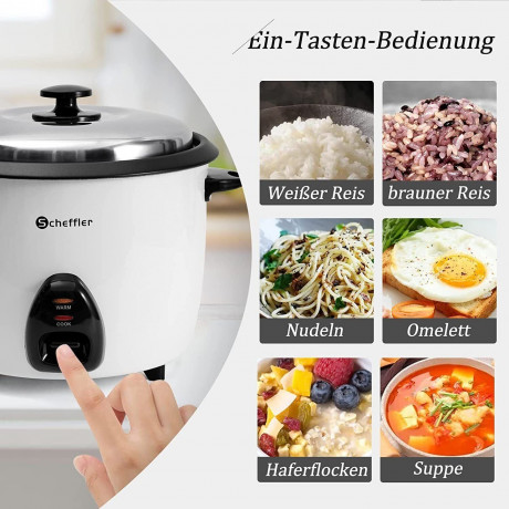 Scheffler Scheffler Reiskocher 1.5L-4.2L, 800-1600 W, Warmhaltefunktion, Antihaftbeschichtet, inkl. Reisloffel + Messbecher, Deckel aus Edelstahl Рисоварка Scheffler 1,5–4,2 л, 800–1600 Вт, функция поддержания тепла, антипригарное покрытие, в комплекте л