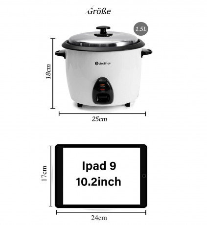 Scheffler Scheffler Reiskocher 1.5L-4.2L, 800-1600 W, Warmhaltefunktion, Antihaftbeschichtet, inkl. Reisloffel + Messbecher, Deckel aus Edelstahl Рисоварка Scheffler 1,5–4,2 л, 800–1600 Вт, функция поддержания тепла, антипригарное покрытие, в комплекте л