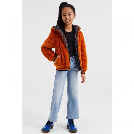 WE Fashion Madchen-Wendejacke mit Muster und Kunstfell Blazer fur Madchen Двусторонняя куртка для девочки с рисунком и блейзер из искусственного меха для девочки