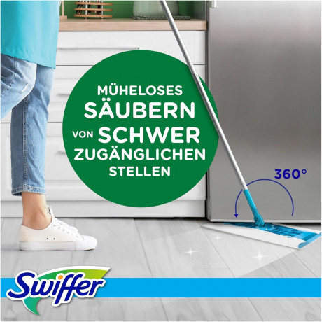 Swiffer Bodenwischer Wet Mop Starter-Set: 1 Bodenwischer + 6 Feuchte Bodentucher, Набор для влажной уборки пола Wet Kit (Германия), швабра и 6 влажных салфеток с ароматом цитруса, удаляет стойкие загрязнения