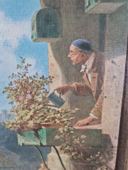 Картина винтажная &quot;Мансарды старого города&quot; Spitzweg, 34,5 x 23,5 см, Германия, 1960-70гг.