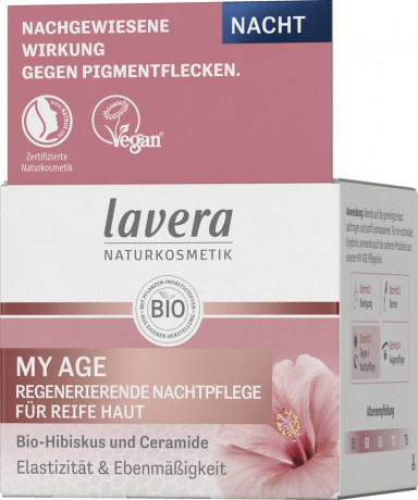 LAVERA My Age Regenerierende Nachtpflege, 50 ml, Лавера Ночной крем регенерирующий Май Эйдж, био-гибискус и керамиды, для зрелой кожи, 50 мл