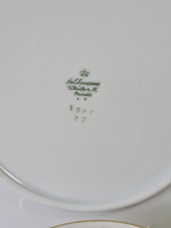 Чайное трио винтажное Seltmann Weiden K. Bavaria с черно-желтым клетчатым декором, фарфор, Германия, 1960-70гг.