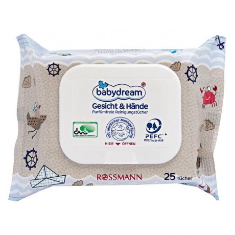 babydream Gesicht & Hande parfumfreie Средство для купанияstucher 25 Stuck