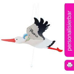 goki Schwingtier Storch mit Baby personalisiert Качающийся аист с изображением младенца
