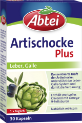 Abtei Artischocke Plus Leber und Galle 30 Kapseln (23 g), Abtei Капсулы с артишоком и оливковым маслом для поддержки печени, желчевыделения и переваривания жиров, 30 капсул (23 г)