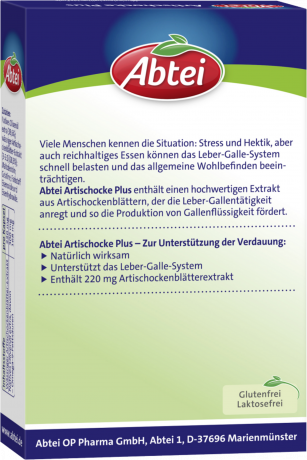 Abtei Artischocke Plus Leber und Galle 30 Kapseln (23 g), Abtei Капсулы с артишоком и оливковым маслом для поддержки печени, желчевыделения и переваривания жиров, 30 капсул (23 г)