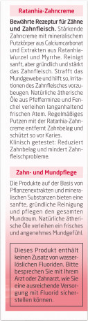 WELEDA ZAHNPFLEGE Ratanhia Zahncreme, 75 ml, Зубная паста Ratanhia с ратанией для ухода за дёснами, без водорастворимых фторидов, 75 мл