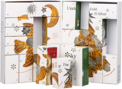 KORRES Under The Gold and Silver Sky Advent Calendar 2026, Адвент-календарь KORRES 2026, 24 подарка и коробки-пазл с четырьмя зимними сюжетами