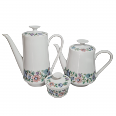 Сервиз чайный винтажный Winterling Roslau Bavaria на 8 персон с цветочным орнаментом, фарфор, Германия, 1960-70гг.