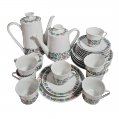 Сервиз чайный винтажный Winterling Roslau Bavaria на 8 персон с цветочным орнаментом, фарфор, Германия, 1960-70гг.