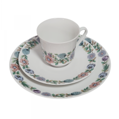 Сервиз чайный винтажный Winterling Roslau Bavaria на 8 персон с цветочным орнаментом, фарфор, Германия, 1960-70гг.