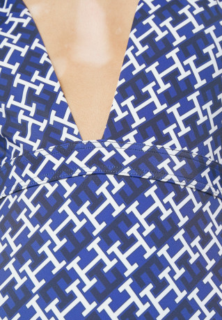Tommy Hilfiger PLUNGE PRINT Swimsuit  navy/hite  navy/hite PLUNGE PRINT Купальник темно-синий/светло-серый военно-морской флот/хайт