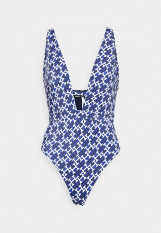 Tommy Hilfiger PLUNGE PRINT Swimsuit  navy/hite  navy/hite PLUNGE PRINT Купальник темно-синий/светло-серый военно-морской флот/хайт