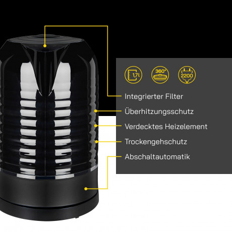 Gutfels Gutfels Wasserkocher GUTFELS 1,7L WATER 3300 C sw/inox Чайник Gutfels GUTFELS 1,7л WATER 3300 C черный/нержавеющая сталь