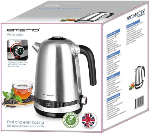 Emerio Emerio Wasserkocher WK-124658.1 Edelstahl Temperatur-Einstellung ab 40C, 2200 W Чайник Emerio WK-124658.1 из нержавеющей стали, регулировка температуры от 40С, 2200 Вт.