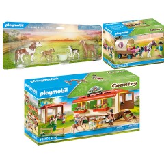 PLAYMOBIL 3er Set: 71000 2x Island Ponys mit Fohlen + 70998 Ponykutsche + 70510 Ponycamp-Ubernachtungswagen Набор из 3 предметов: 71000 2 исландских пони с жеребятами + 70998 повозка для пони + 70510 повозка для ночевки в лагере пони