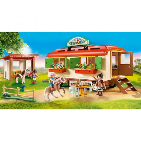 PLAYMOBIL 3er Set: 71000 2x Island Ponys mit Fohlen + 70998 Ponykutsche + 70510 Ponycamp-Ubernachtungswagen Набор из 3 предметов: 71000 2 исландских пони с жеребятами + 70998 повозка для пони + 70510 повозка для ночевки в лагере пони