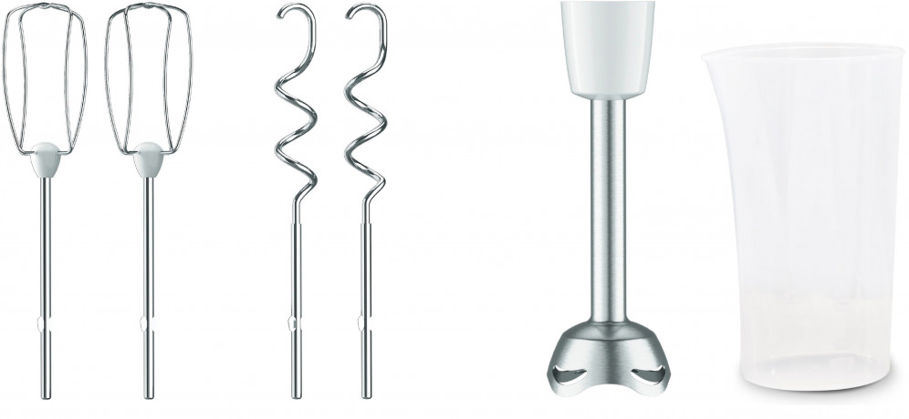 Tefal Tefal Handmixer HT4621 Prep'Mix+, 500 W, Turbo-Funktion, 2 Ruhrbesen, 2 Knethaken, Purierstab-Aufsatz  Ручной миксер Tefal HT4621 Prep'Mix+, 500 Вт, функция турбо, 2 венчика, 2 насадки для теста, насадка-очиститель