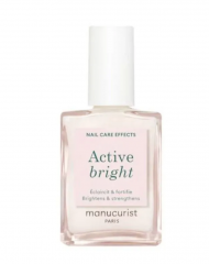 Manucurist Active Bright 15ml x 2st,  Укрепляющий лак для ногтей, осветляющий эффект, уход 2в1, против желтизны, натуральное покрытие 2 штуки