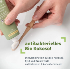 Niyok Kokosol Pfefferminze &amp; Zitrone 75ml, Натуральная зубная паста с кокосовым маслом и ксилитом, без фтора, Мята и Лимон, антибактериальная, 75 мл