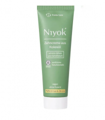 Niyok Kokosol Pfefferminze &amp; Zitrone 75ml, Натуральная зубная паста с кокосовым маслом и ксилитом, без фтора, Мята и Лимон, антибактериальная, 75 мл