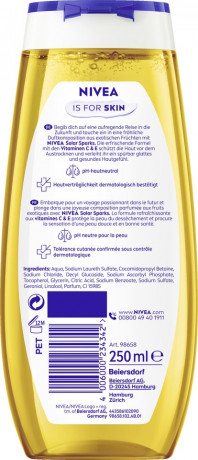 NIVEA Duschgel Solar Sparks, 250 ml, Нивеа Гель для душа с ароматом экзотических фруктов, витамины C и E, увлажнение, 250 мл
