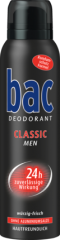 bac MEN Classic Deospray 150ml, Дезодорант-спрей классический, Пряный, свежий аромат, без солей алюминия, защита до 24ч, 150 мл