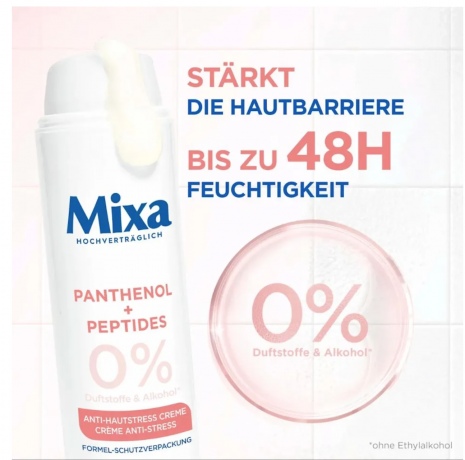Mixa Anti-Hautstress Cream 50ml, Mixa крем для лица  Франция, увлажняет и успокаивает кожу, для чувствительной кожи, без отдушек и спирта, 50 мл