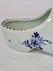 Башмачок декоративный винтажный Delft Blue Holland, бело-голубой дельфтский фарфор с изображением мельницы и цветов, 18 x 5 x 8 см, Голландия, 1960-70гг.
