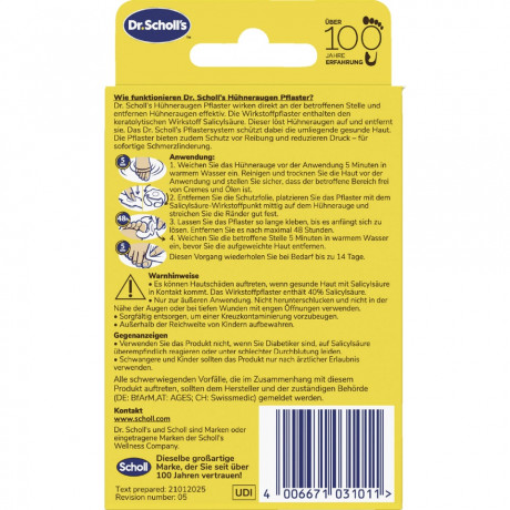 SCHOLL Huhneraugen Pflaster, 4 St, Шолль Пластырь от мозолей, 4 шт