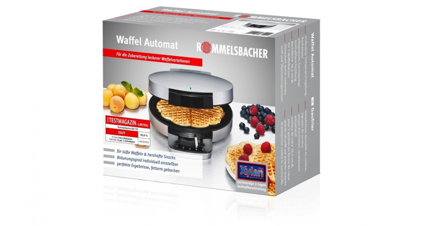 Rommelsbacher Rommelsbacher Waffelautomat WA 750, Waffeleisen silber/schwarz, 750 Watt silber/schwarz Вафельница Rommelsbacher WA 750, вафельница серебристый/черный, 750 Вт
