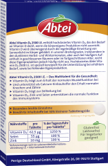 Abtei Vitamin D3 2500 I.E + Zink + Selen 50 Mini-Tabletten (13,6 g), Abtei Мини-таблетки витамина D3 2500 МЕ с цинком и селеном для иммунитета, костей и мышц, 50 мини-таблеток (13,6 г)