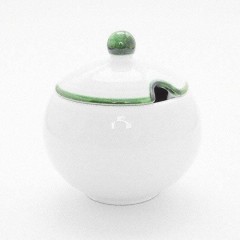 Gmundner Keramik Gmundner Keramik Gruner Rand Zuckerdose glatt mit Ausschnitt 10 cm Гладкая сахарница Gmundner Ceramics Gr?ner Rand с вырезом 10 см