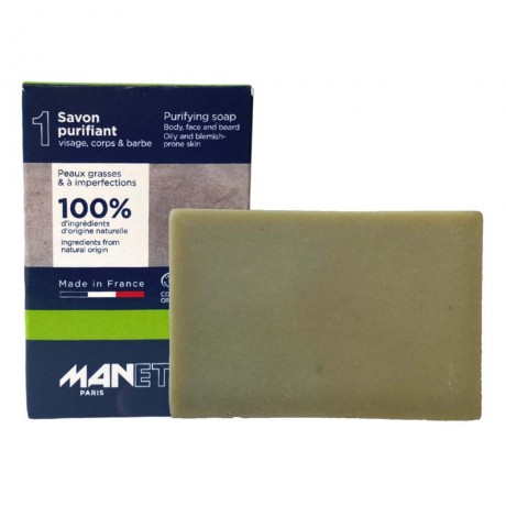 MANETIK Body. Face & Beard Soap Purifying 100g Тело. Мыло для лица и бороды очищающее 100г