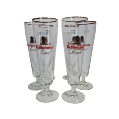 Немецкие пивные бокалы винтажные Bellheimer, Lord, стекло, 0.3 л, 6 шт., 23.5 см, Германия, 1980-90гг.