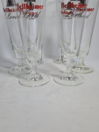 Немецкие пивные бокалы винтажные Bellheimer, Lord, стекло, 0.3 л, 6 шт., 23.5 см, Германия, 1980-90гг.