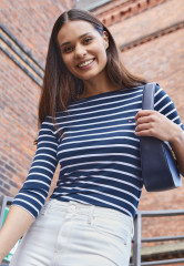 Tommy Hilfiger HERITAGE BOAT NECK TEE 3/4 Long sleeved top midnight/classic white HERITAGE BOAT NECK TEE 3/4 Топ с длинными рукавами полночь/классический белый