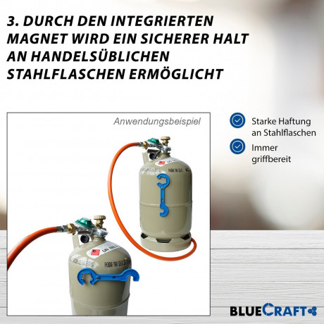 BlueCraft BlueCraft Gaskocher, (mit Piezozundung, Zundsicherung, inkl. 2 in 1 Gasregler-Schlussel fur Gasflasche), 10,5 kW 4 Fuss Hockerkocker Campingkocher Gasbrenner 4 Bein Газовая плита BlueCraft (с пьезоподжигом, предохранителем зажигания, вкл. ключ
