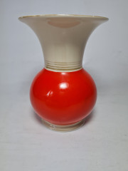 Thoringen Porzellan Фарфоровая ваза в желто-оранжевых тонах с позолотой, 14 x 10,5 см, Германия, 1960-70гг.