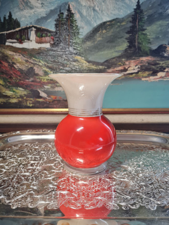 Thoringen Porzellan Фарфоровая ваза в желто-оранжевых тонах с позолотой, 14 x 10,5 см, Германия, 1960-70гг.