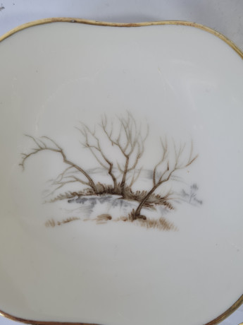 Набор тарелок винтажный Seltmann Weiden с лесными пейзажами, фарфор, 6 шт., 17,5 x 17,5 x 3 см, 9 x 9 x 2 см, Германия, 1960-70гг.