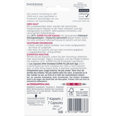 Diadermine Super Filler Kapseln Укрепляющие омолаживающие капсулы для шеи и лица 7 шт.