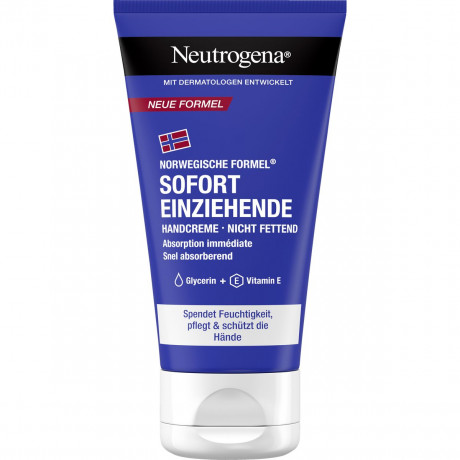 Neutrogena Sofort einziehende Handcreme, 75 ml, Neutrogena Быстровпитывающийся крем для сухой и чувствительной кожи рук с глицерином и витамином E, 75 мл