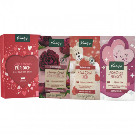 Kneipp Von Herzen fuer Dich Badekristalle Geschenkset, 3 x 60 g, Kneipp подарочный набор кристаллов для ванны «От всего сердца для тебя», 3 × 60 г